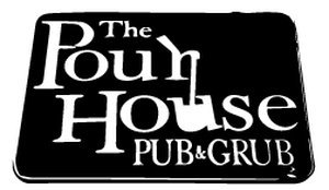 A black and white logo for the pourhouse pub & grub.
