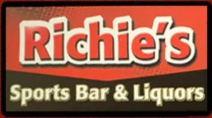 A sign for richie 's sports bar and liquors.